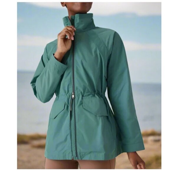 Athleta Westerly Windbreaker Jacket Womens XS Repellent Blue Travel Rain Coat